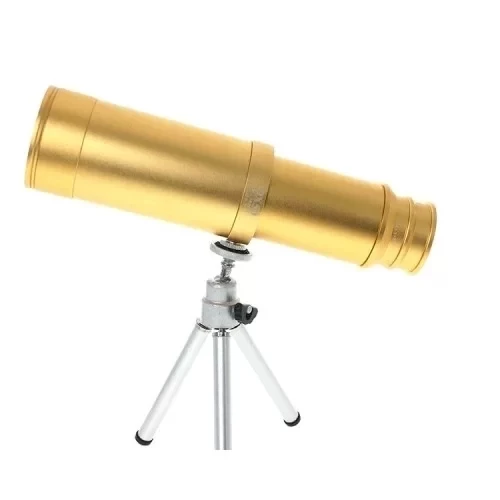 50x50 Panda Metal Gövde Tek Gözle Büyük Mercek Korsan Dürbün Gold - Resim 7