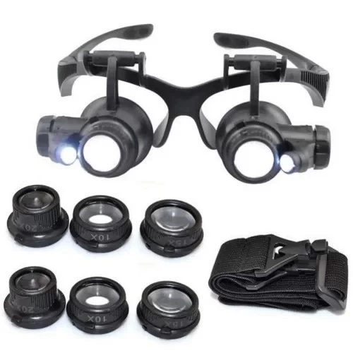Gözlük Modeli 10x 15x 20x 25x Lens,2led Işıklı,büyüteç - Resim 7