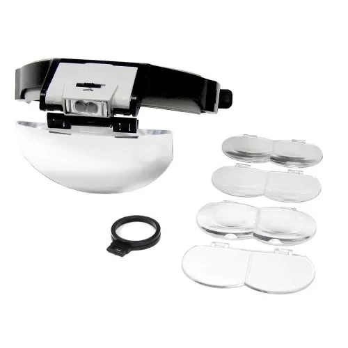 Lens Takmalı 5 Lenslı , Led Lambalı Şapka Tip Büyüteç - 3