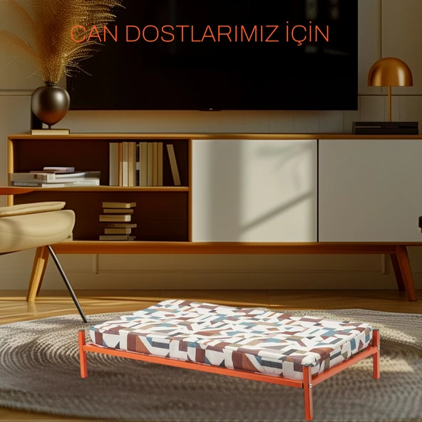 ED PET DİZAYN İronbed 40x70 Kedi Köpek Yatağı Turuncu. Ergonomik Tasarım Minderi Ile Beraber