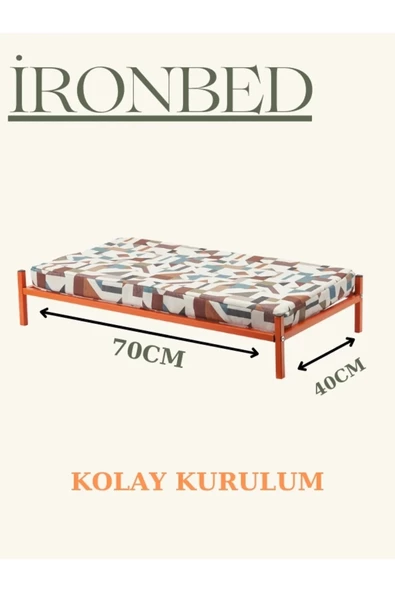 ED PET DİZAYN İronbed 40x70 Kedi Köpek Yatağı Turuncu. Ergonomik Tasarım Minderi Ile Beraber - 2