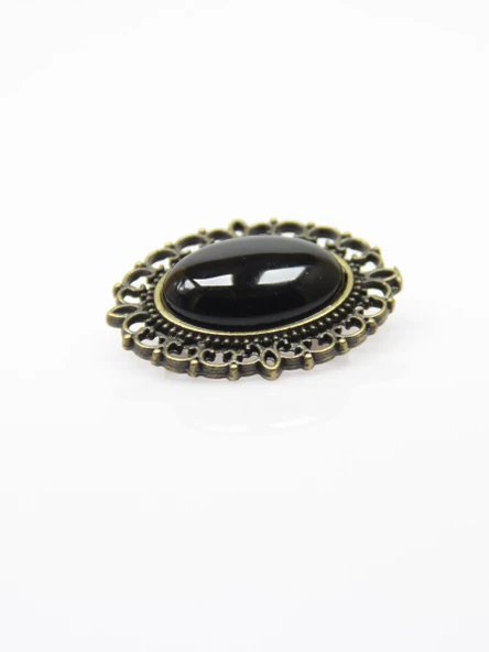 Doğal Taş Oniks Doğal Taşlı Antik Broş Yaka İğnesi Eşarp İğnesi euio - 4