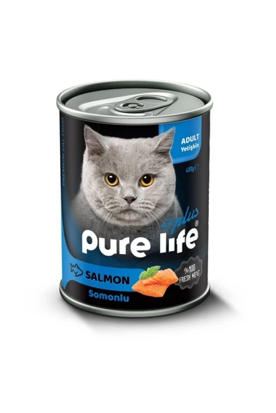 PureLife Somonlu Yetişkin Kedi Konserve Mama 400 gr * 12 Adet