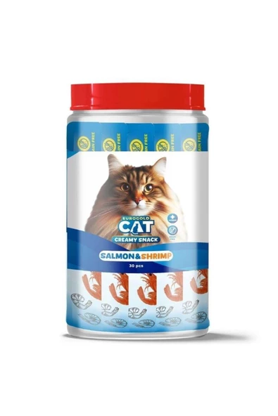 Eurogold Cat Creamy Somon - Karides Sıvı Kedi Ödül Maması 30x15Gr