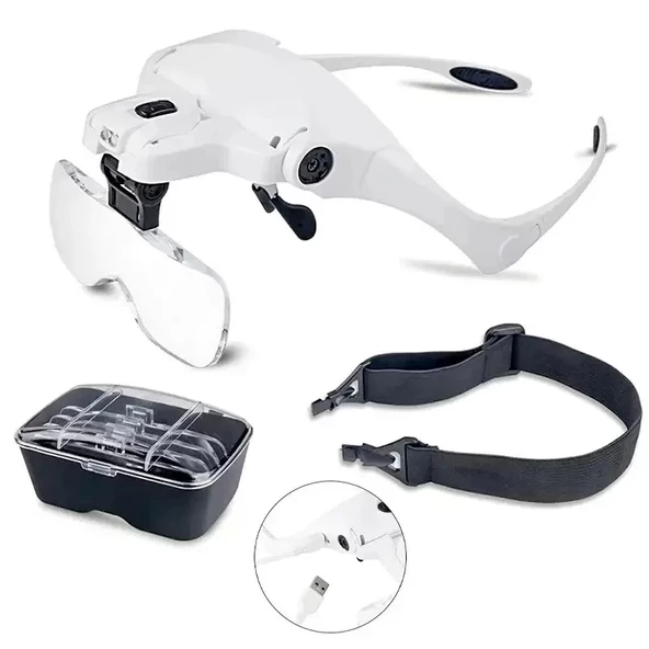 Şarjlı Gözlük Büyüteç Çalışma Büyüteci 5 Lensli 9892b2c - Resim 2