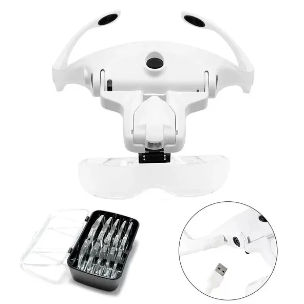 Şarjlı Gözlük Büyüteç Çalışma Büyüteci 5 Lensli 9892b2c - Resim 5