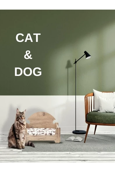 ED PET DİZAYN Pd Taht Rahat Kedi Köpek Yatağı 30x50 Atlantik Çam Yıkanabilir Duck Kumaş Minderi Ile Beraber