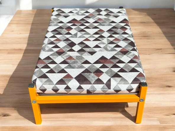 ED PET DİZAYN İronbed 30x50 Kedi Köpek Yatağı Turuncu. Ergonomik Tasarım Minderi Ile Beraber - 4
