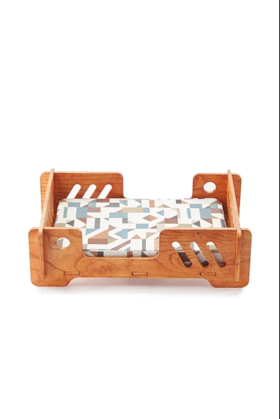 ED PET DİZAYN Bilbao Kedi Köpek Yatağı 30x50 Ceviz Renk.10 mm Kontroplak Şık Tasarım - 2
