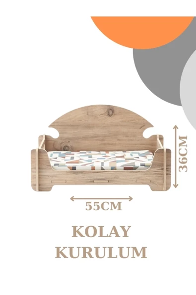 ED PET DİZAYN Pd Taht Rahat Kedi Köpek Yatağı 30x50 Atlantik Çam Yıkanabilir Duck Kumaş Minderi Ile Beraber - 3