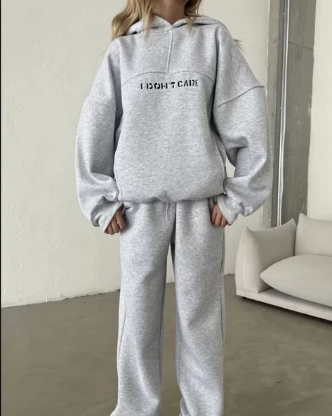 Nakış İşlemeli  Sweat Takım- Gri - 3