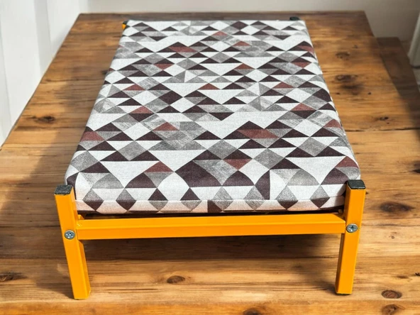 ED PET DİZAYN İronbed 30x50 Kedi Köpek Yatağı Turuncu. Ergonomik Tasarım Minderi Ile Beraber - 3