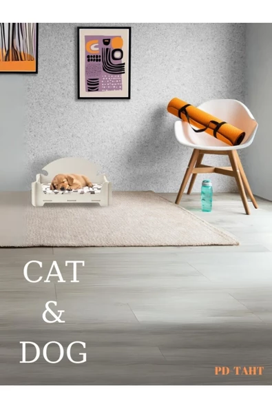 ED PET DİZAYN Pd Taht Rahat Kedi Köpek Yatağı 30x50 Beyaz Yıkanabilir Duck Kumaş Minderi Ile Beraber