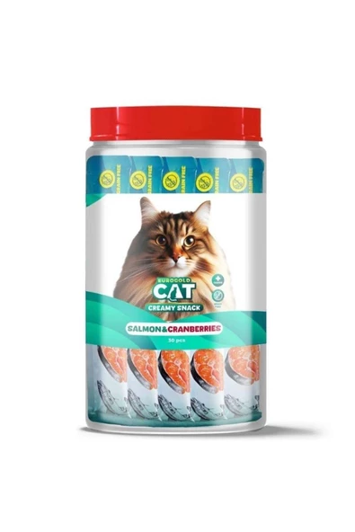 Eurogold Cat Creamy Somon - Kızılcık Sıvı Kedi Ödül Maması 30x15 Gr