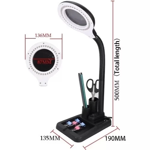 Esnek 5x /10x,40 Led Işıklı Büyüteç ,lamba  Büyüteç Okuma, Çalışma Lehim Masa Lambası A808 - Resim 4