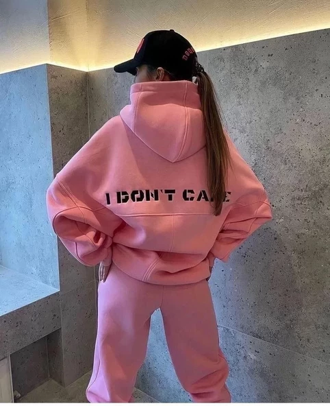 Nakış İşlemeli  Sweat Takım- Pembe - 6