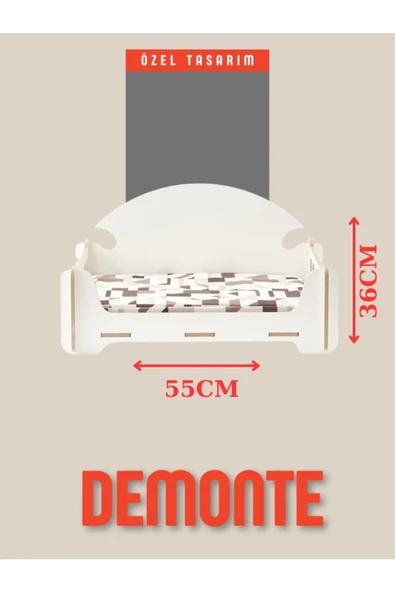 ED PET DİZAYN Pd Taht Rahat Kedi Köpek Yatağı 30x50 Beyaz Yıkanabilir Duck Kumaş Minderi Ile Beraber - 4