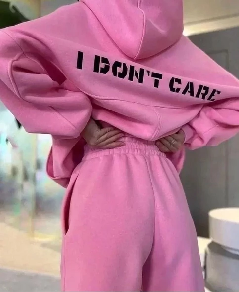 Nakış İşlemeli  Sweat Takım- Pembe