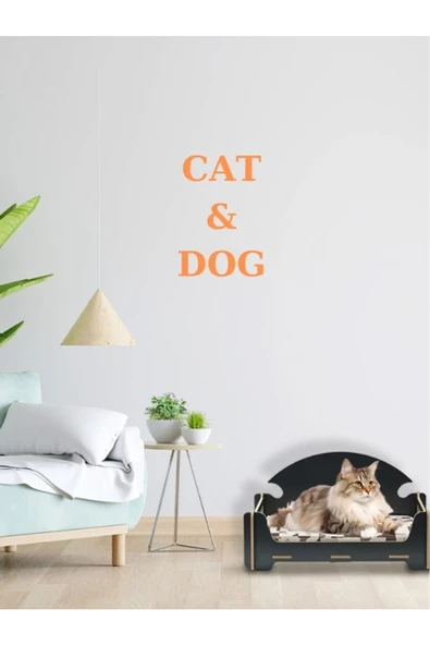 ED PET DİZAYN Pd Taht Rahat Kedi Köpek Yatağı 30x50 Siyah Yıkanabilir Duck Kumaş Minderi Ile Beraber