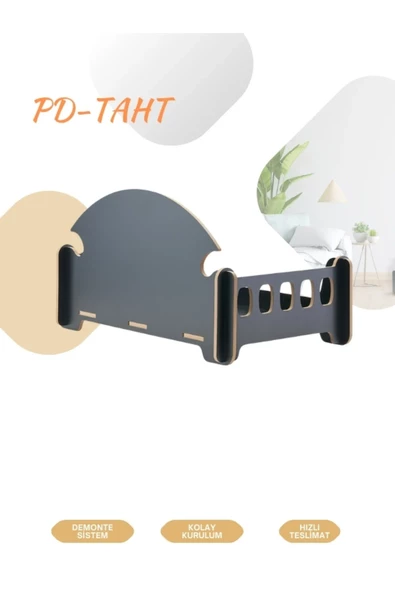 ED PET DİZAYN Pd Taht Rahat Kedi Köpek Yatağı 30x50 Siyah Yıkanabilir Duck Kumaş Minderi Ile Beraber - 4