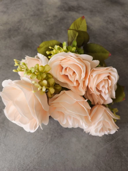 YASİMA 7 Kafalı Şimşir Aranjmanlı TOZ PEMBE GÜL Demeti Buket Gül Vazo Saksı Dekor aranjman çiçeği - 4