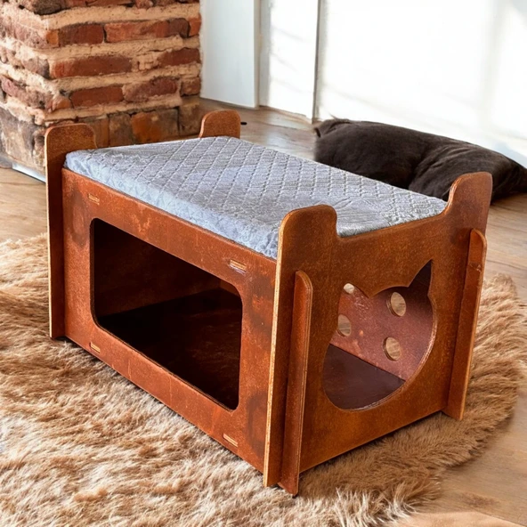 ED PET DİZAYN Asia Kedi Köpek Evi. 8 mm Kontraplak Ceviz Renk - 3