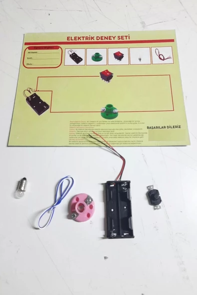 Okul Deney Seti - Elektrik Seti Ampul - Pil Yatağı - Duy -düğme Seti - 2