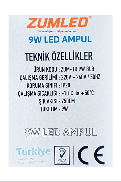 Zumled 9W Beyaz LED Ampul Royaleks-201 - 2