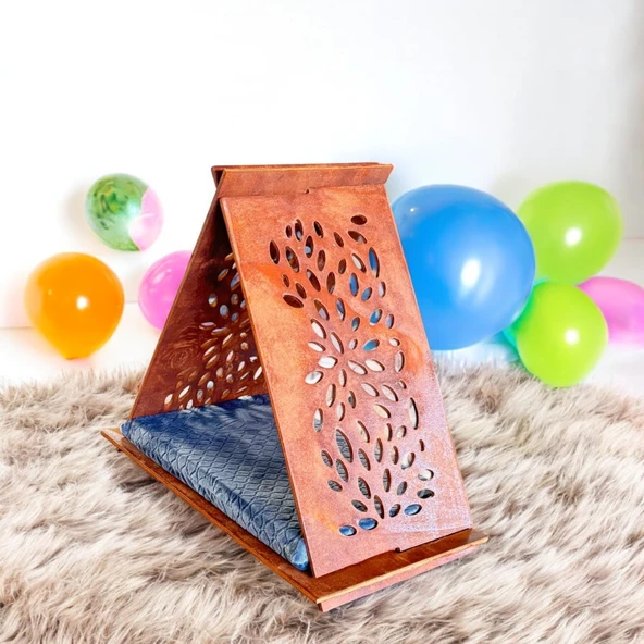 ED PET DİZAYN Üçgen Kedi Köpek Evi. 30x50 cm Ceviz Renk. 8 mm Kontroplak. - 2