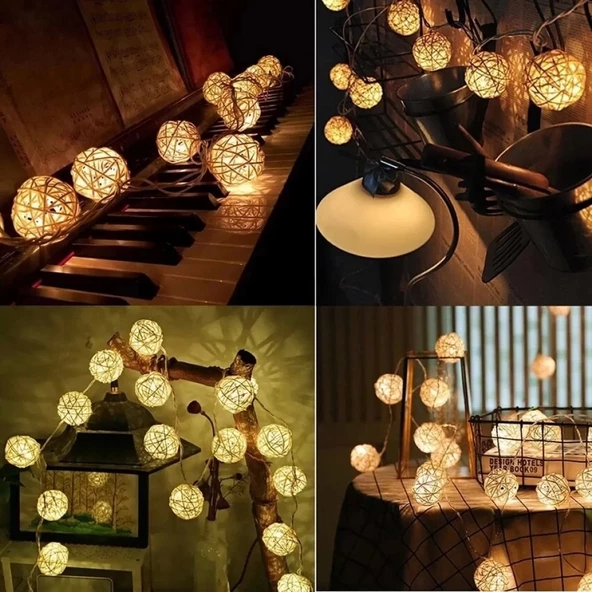 Hasır Toplar Led Işık 2 Metre Gün Işığı Dekor Lambası - 3