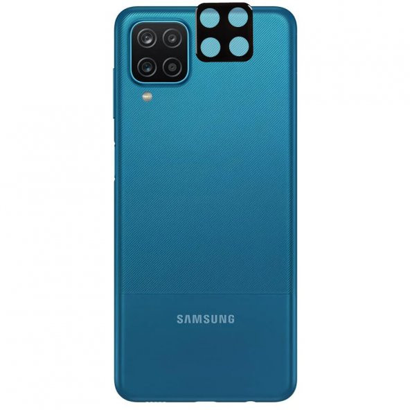 KNY Samsung Galaxy A12 İçin Full Yapışan 3D Kamera Cam Koruyucusu Siyah Siyah