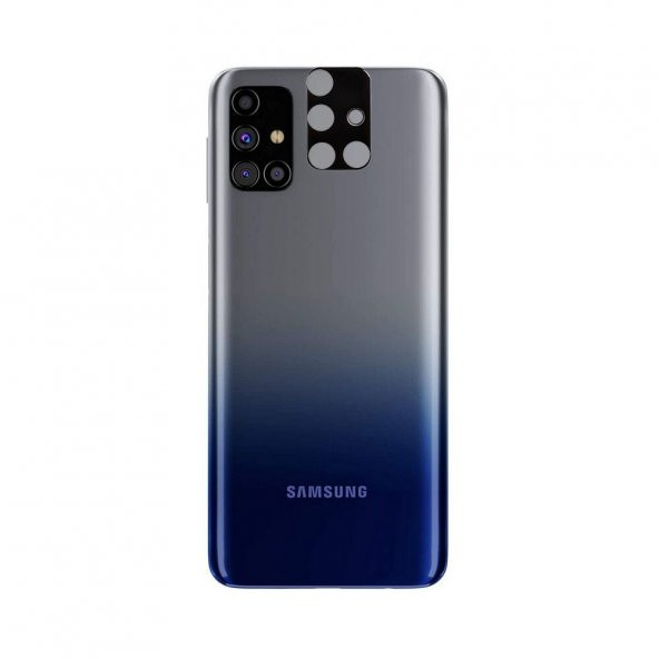 KNY Samsung Galaxy M31S İçin Full Yapışan 3D Kamera Cam Koruyucusu Siyah Siyah