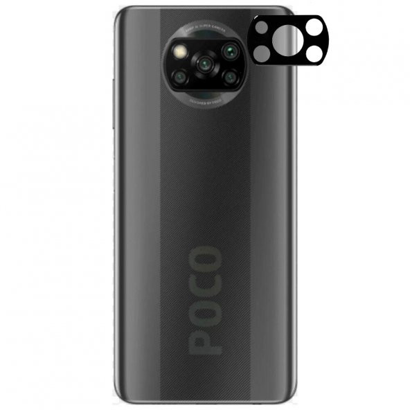 KNY Xiaomi Poco X3 İçin Full Yapışan 3D Kamera Cam Koruyucusu Siyah Siyah