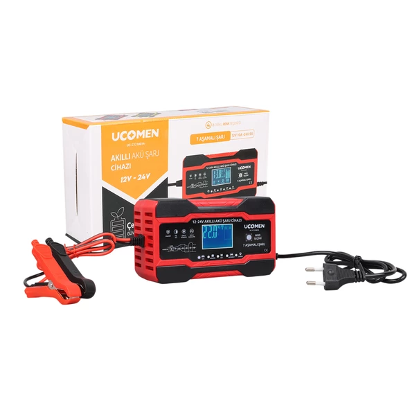 UCOMEN UC-C121001A KIRMIZI 12/24 VOLT MAX 10 AMPER LED GÖSTERGELİ AKÜ ŞARJ CİHAZI - 3