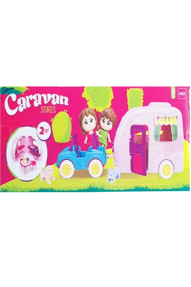 Oyuncak Karavan Seti 2 Adet Bebek 2 Adet Pet Hayvan Pembe - 5
