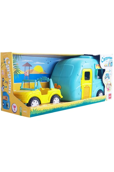 Oyuncak Karavan Seti 2 Adet Bebek 2 Adet Pet Hayvan Mavi - 3