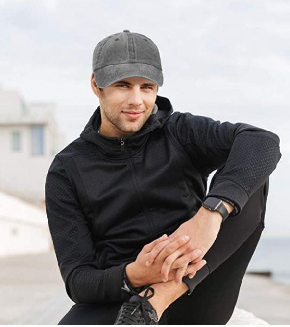 Perlotus Pamuklu Eskitme 3lü Şapka Kombini Siyah Sarı Turuncu - 3