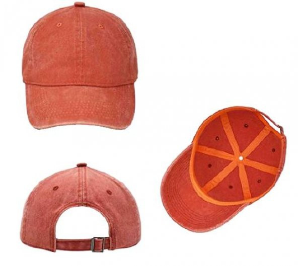 Perlotus Pamuklu Eskitme 3lü Şapka Kombini Siyah Sarı Turuncu - 5