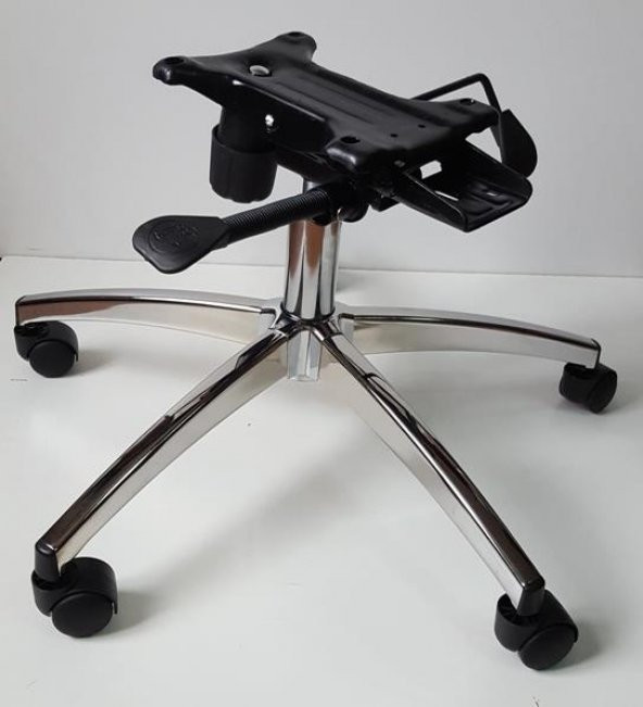 Makam Sandalyesi Krom Yıldız Ayağı Çift Kollu Kuyruklu Mekanizma Krom Pistonlu Çap 64 cm