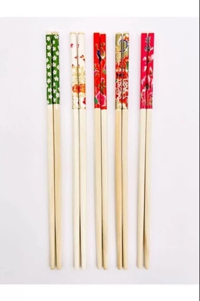 Bambu Chopstick Çubuk Yemek Çubuğu Yıkanabilir Tekrar Kullanılabilir (10 Çift- 20 Adet ) - 4