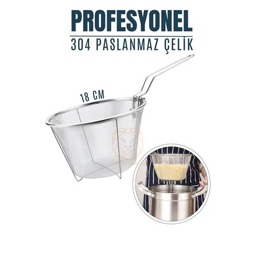 ModaCar Kızartma Süzgeci Patates Kızartma Filtresi 304 Paslanmaz Çelik Mink Design