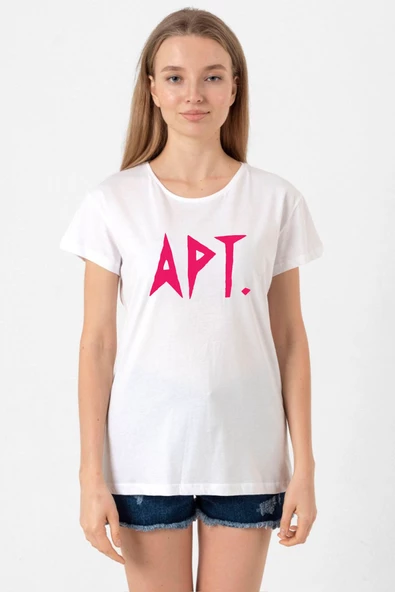 Blackpink Apt Beyaz Kadın Bisikletyaka Tshirt ürün görseli 1