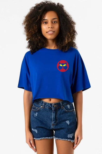 Inspector Gadget Mad Mavi Kadın Crop Tshirt