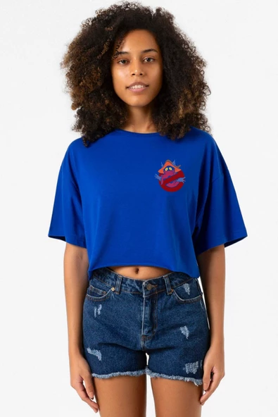 He Man Ghostmasters Logo Mavi Kadın Crop Tshirt
