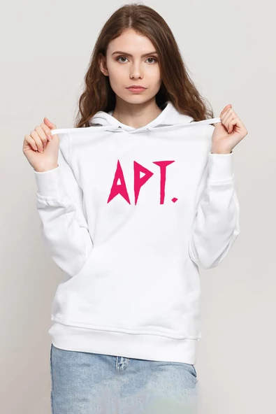 Blackpink Apt Beyaz Kadın 3ip Kapşonlu Sweatshirt ürün görseli