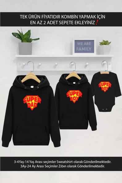 Super Dad Boy Baba Oğul (TEK ÜRÜN FİYATIDIR KOMBİN YAPMAK İÇİN EN AZ 2 ADET SEPETE EKLEYİNİZ)