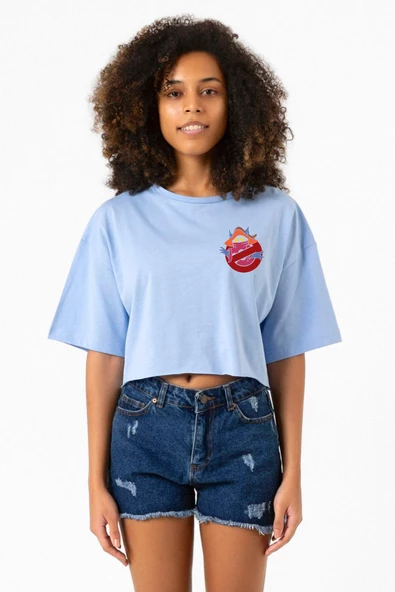 He Man Ghostmasters Logo Bebe Mavi Kadın Crop Tshirt