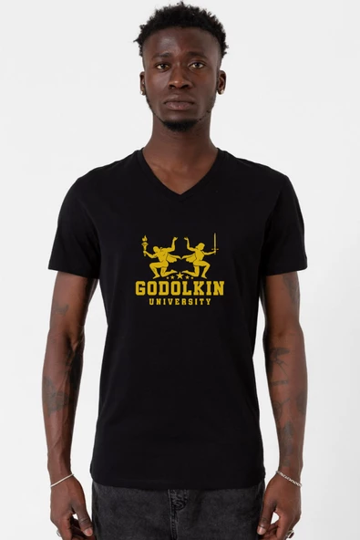 Gen V Godolkin University Logo Siyah Erkek V yaka Tshirt - 2