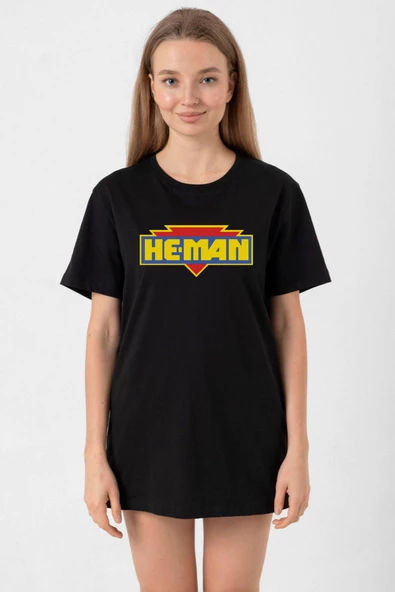He Man Logo Siyah Kadın Oversize Tshirt ürün görseli 1
