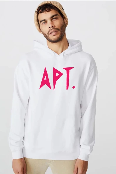 Blackpink Apt Beyaz Erkek 3ip Kapşonlu  Sweatshirt